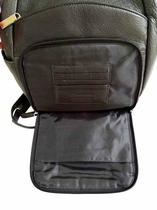 Franklin Covey Black Nappa Leather Convertible Backpack Sling Silver Hardware main image 8